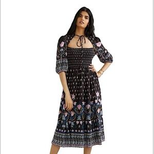New ANTHROPOLOGIE Dasha Smocked Midi Dress
